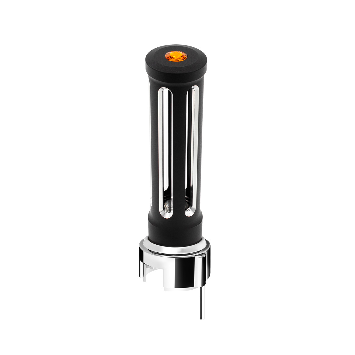 Thread-On Matte Black Sonoma Style Gearshift Knob With LED 13/15/18 Speed Adapter-Amber Crystal/Amber LED - Thumbnail 2