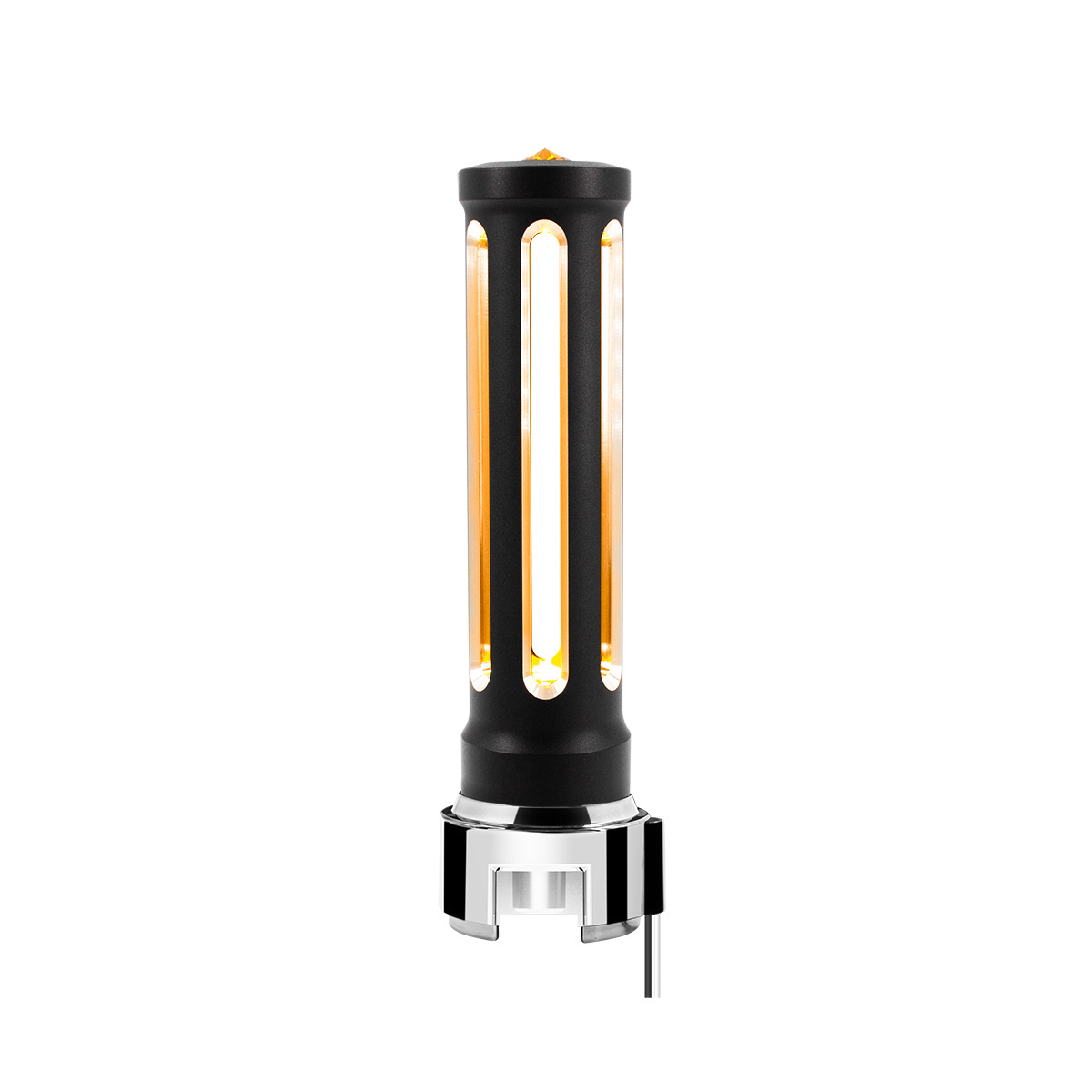 Thread-On Matte Black Sonoma Style Gearshift Knob With LED 13/15/18 Speed Adapter-Amber Crystal/Amber LED - Thumbnail 3