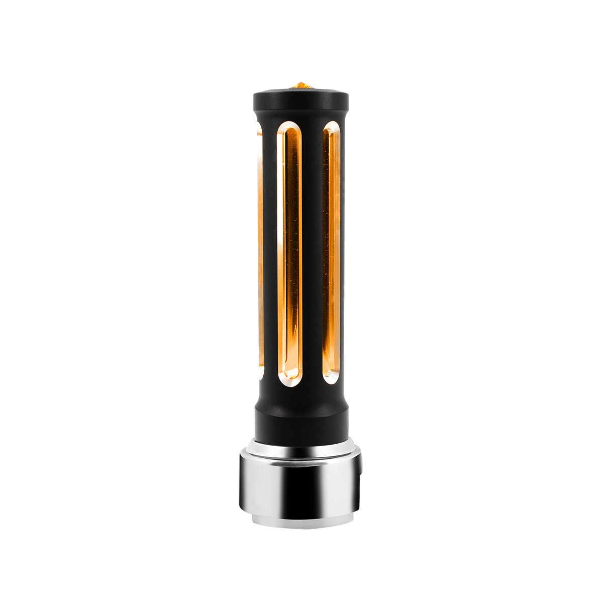 Thread-On Matte Black Sonoma Style Gearshift Knob With LED 13/15/18 Speed Adapter-Amber Crystal/Amber LED - Thumbnail 5