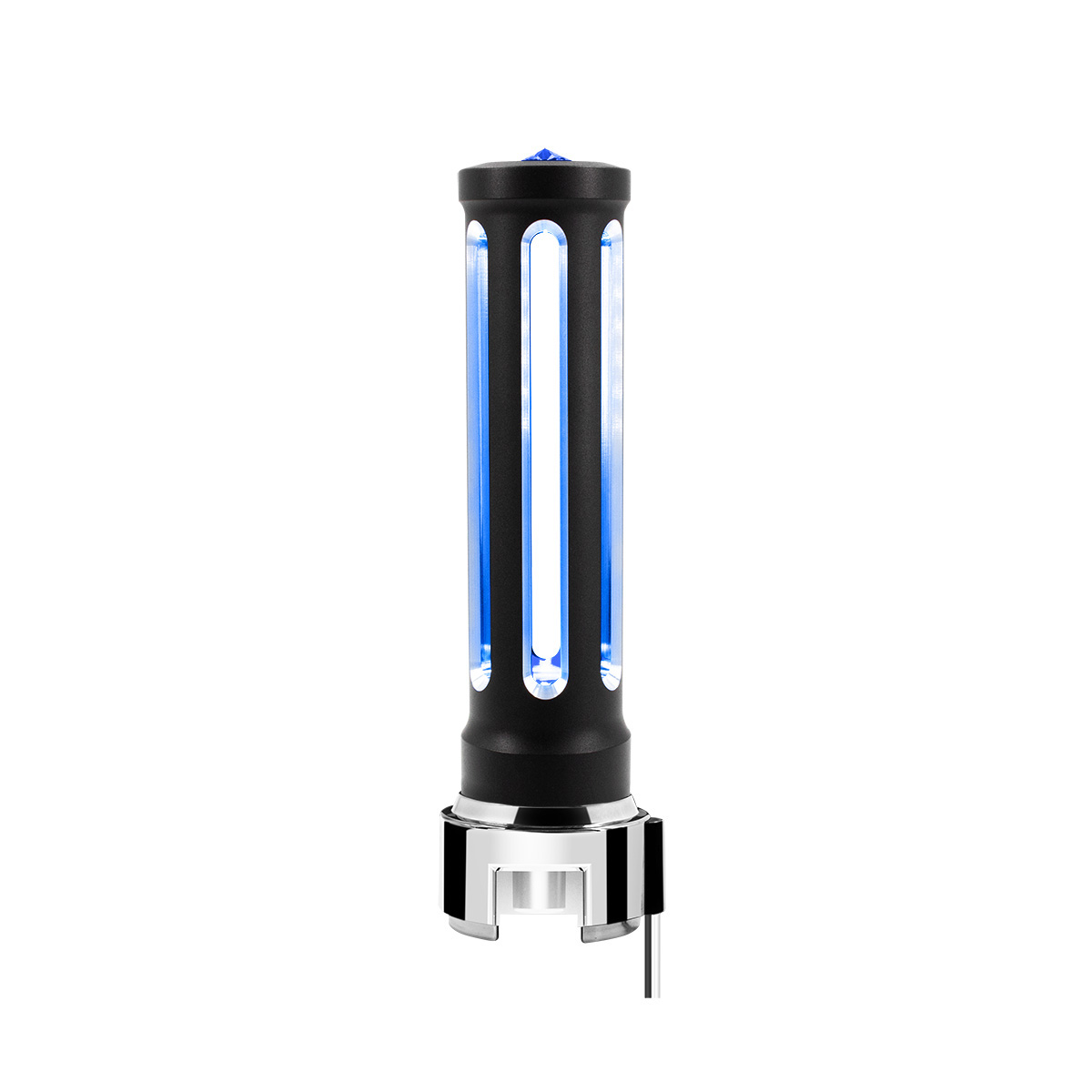 Thread-On Matte Black Sonoma Style Gearshift Knob With LED 13/15/18 Speed Adapter-Blue Crystal/Blue LED - Thumbnail 3