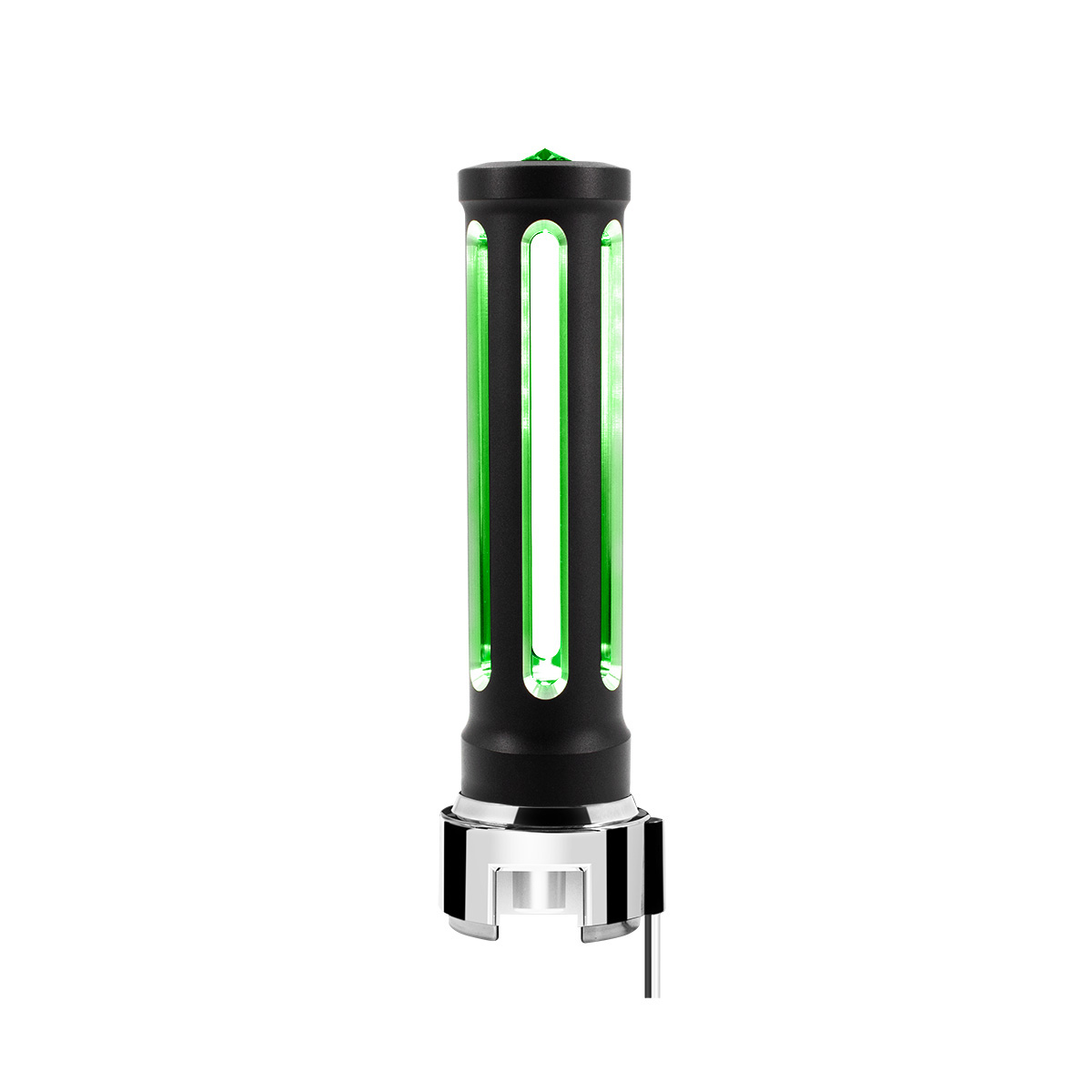 Thread-On Matte Black Sonoma Style Gearshift Knob With LED 13/15/18 Speed Adapter-Dark Green Crystal/Green LED - Thumbnail 3