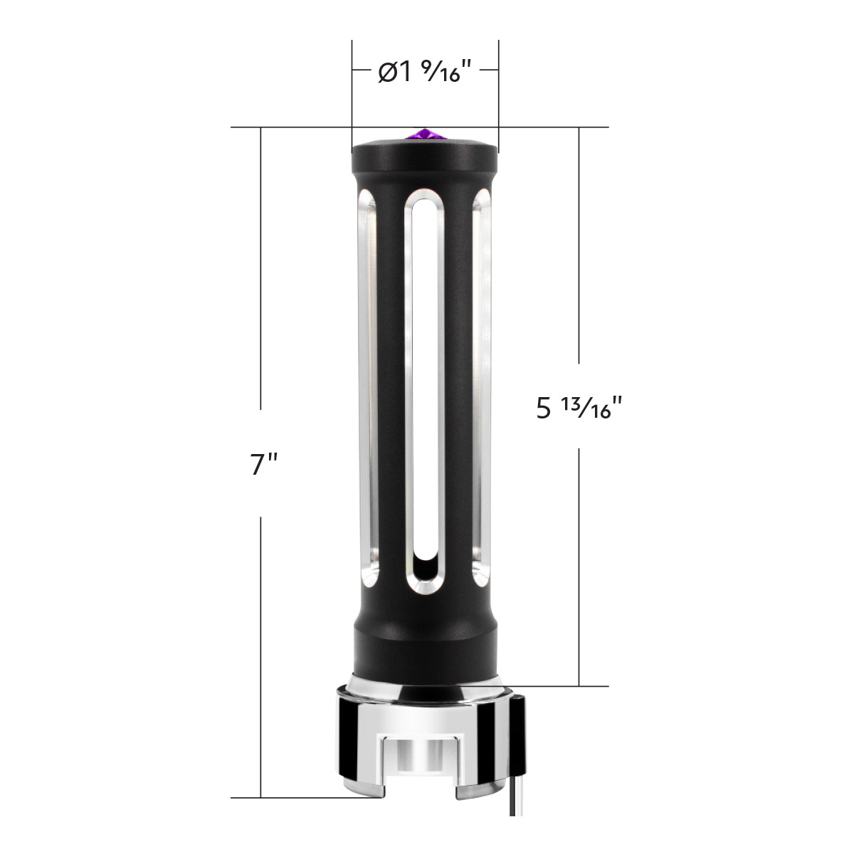 Thread-On Matte Black Sonoma Style Gearshift Knob With LED 13/15/18 Speed Adapter-Purple Crystal/Purple LED - Thumbnail 8
