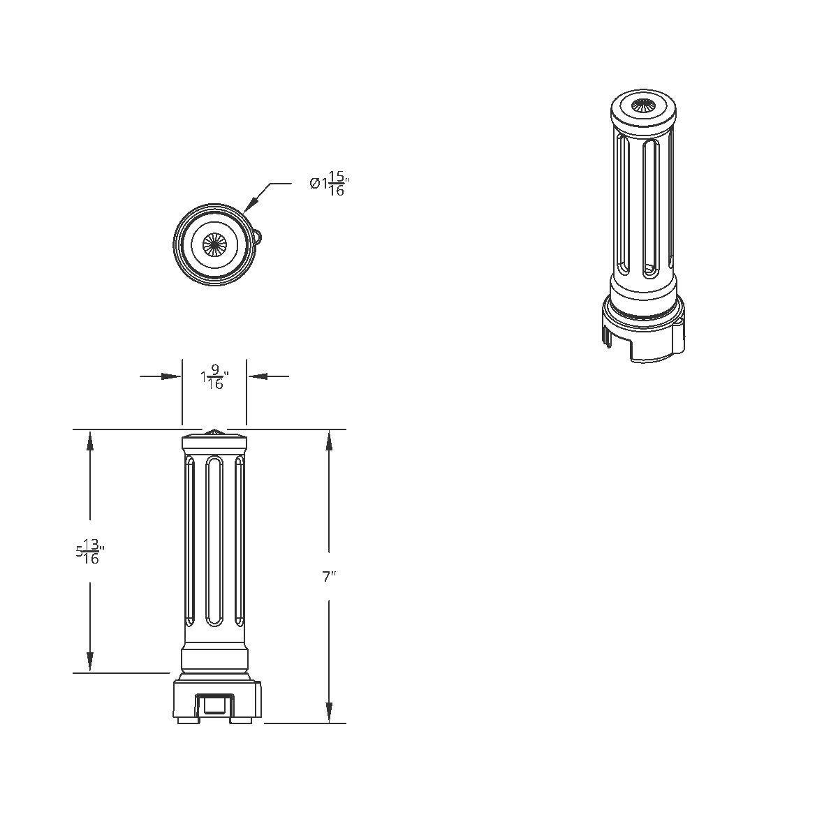 Thread-On Matte Black Sonoma Style Gearshift Knob With LED 13/15/18 Speed Adapter-Red Crystal/Red LED - Thumbnail 9