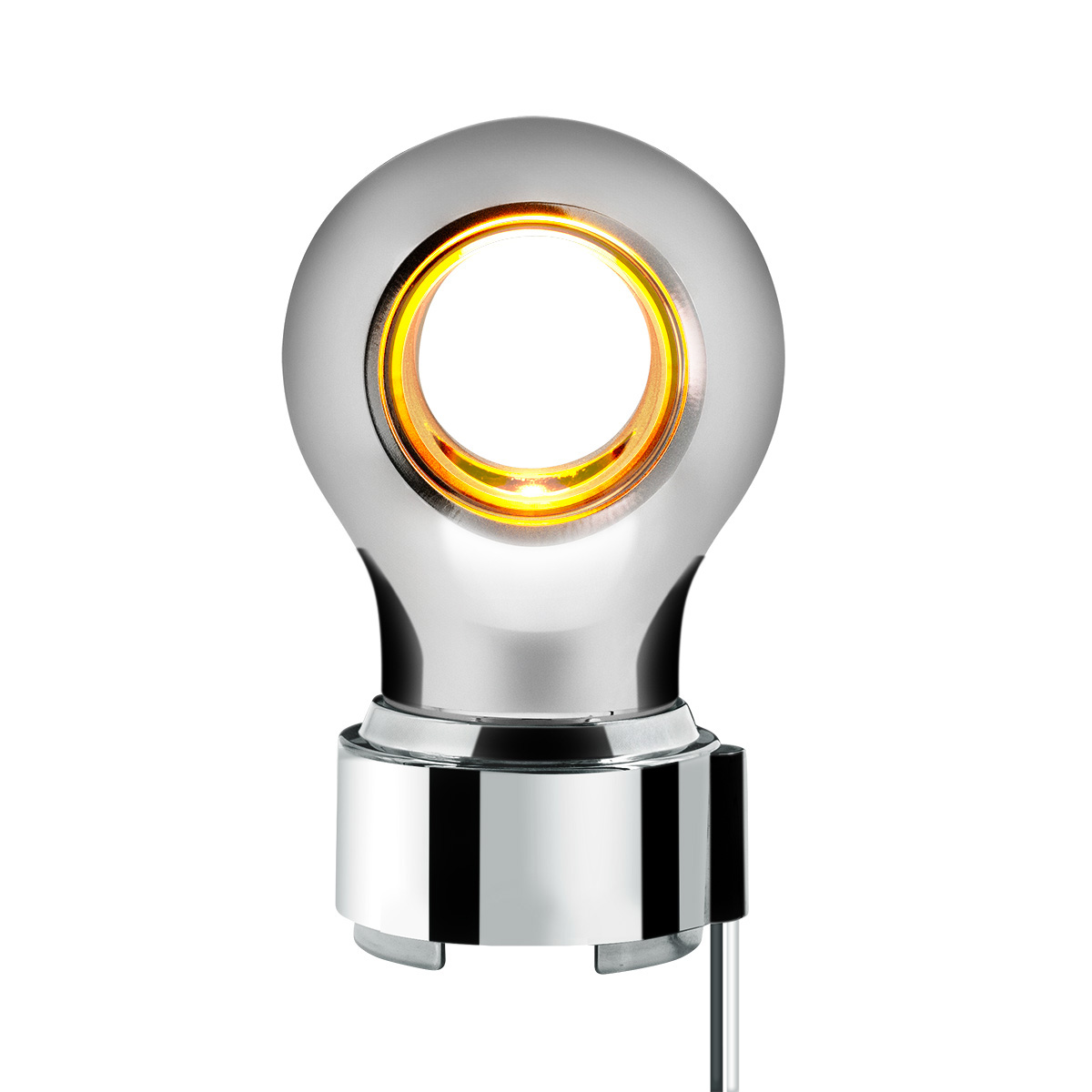 Thread-On Chrome Charlotte Style Gearshift Knob With LED 9/10 Speed Adapter-Amber LED - Thumbnail 3