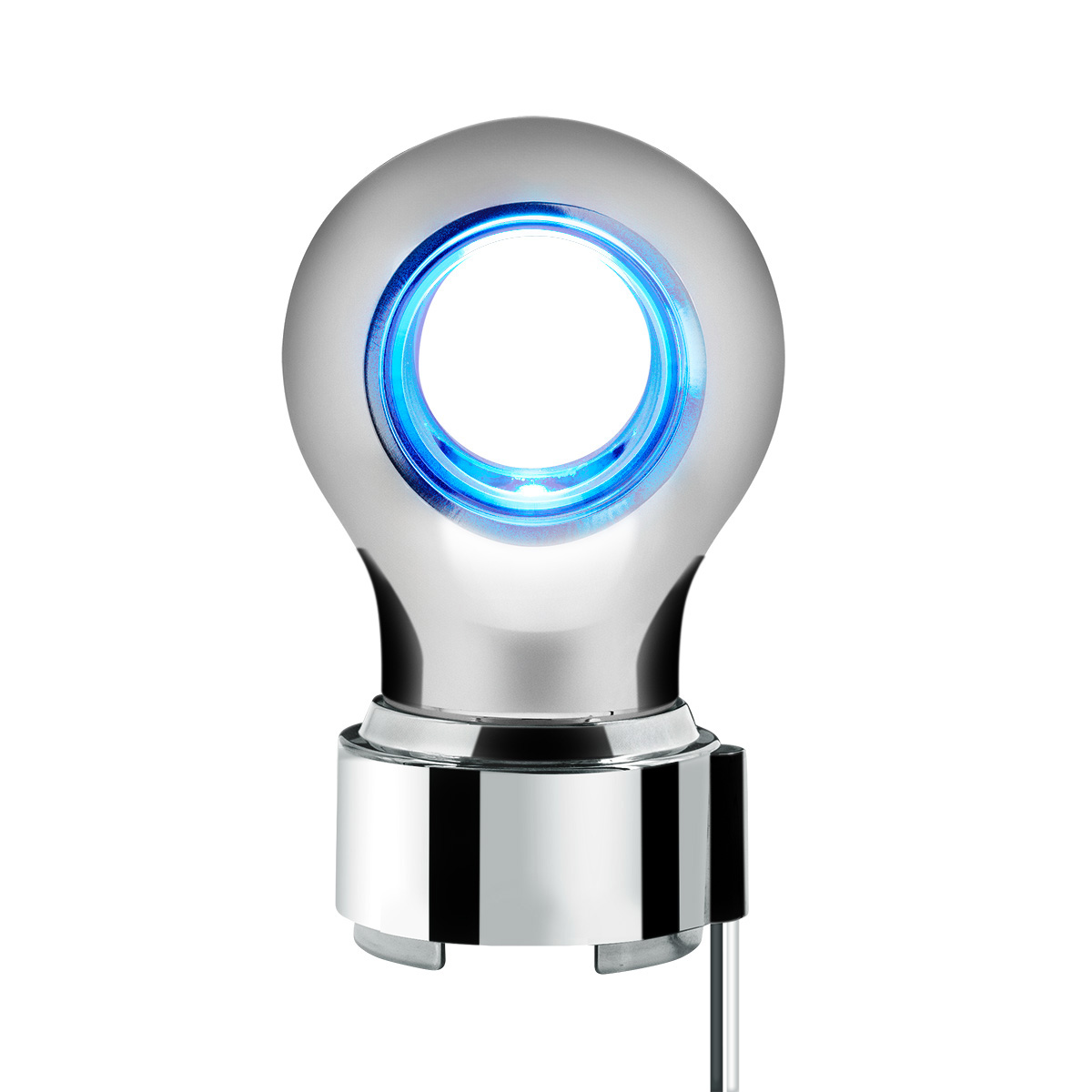 Thread-On Chrome Charlotte Style Gearshift Knob With LED 9/10 Speed Adapter-Blue LED - Thumbnail 3