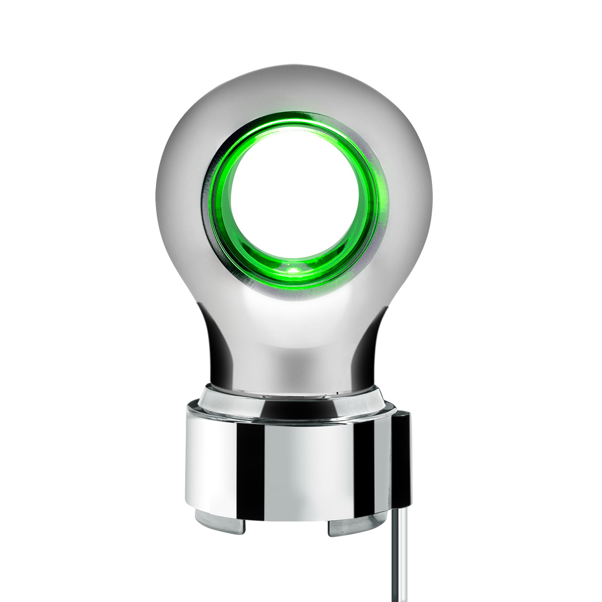 Thread-On Chrome Charlotte Style Gearshift Knob With LED 9/10 Speed Adapter-Green LED - Thumbnail 3