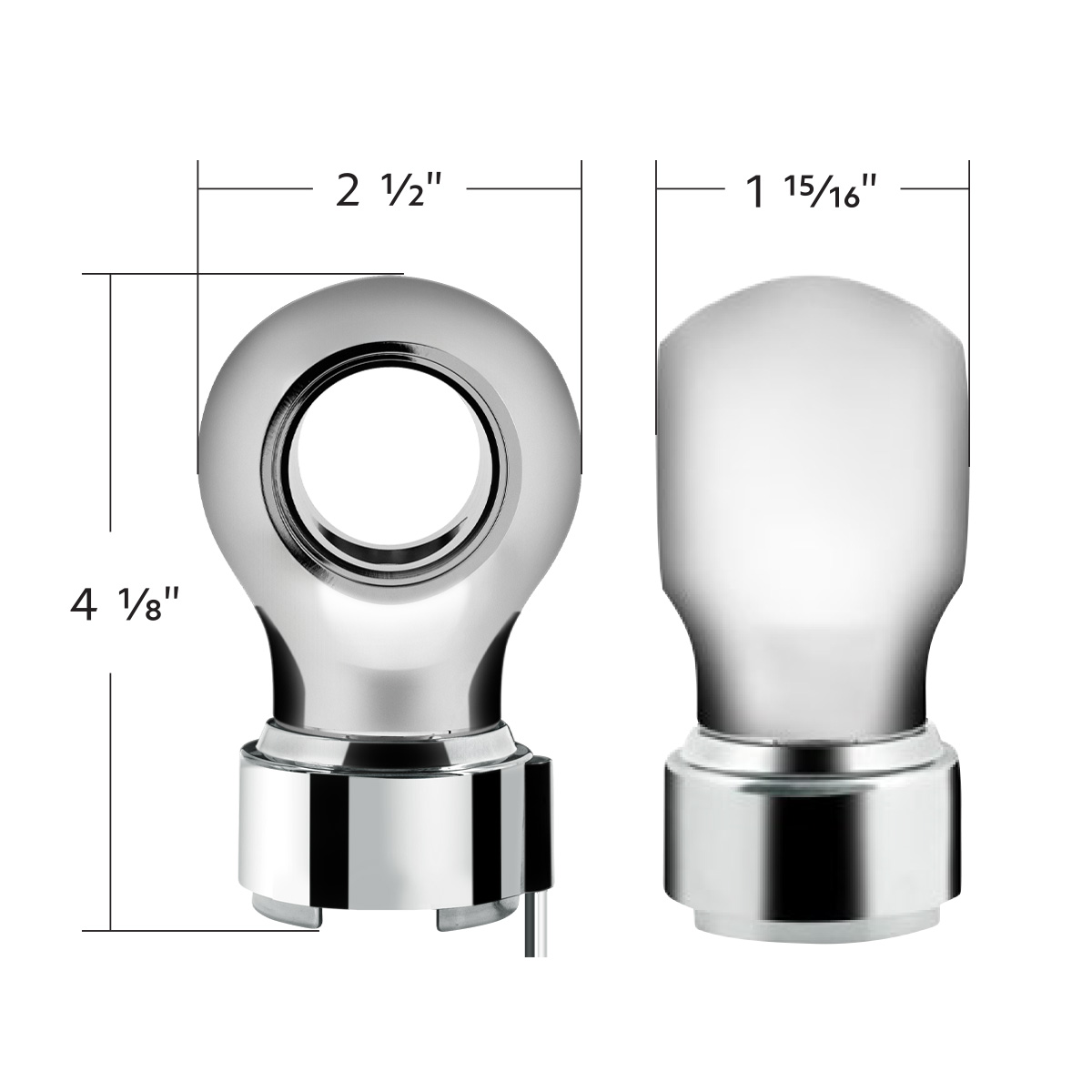 Thread-On Chrome Charlotte Style Gearshift Knob With LED 9/10 Speed Adapter-Green LED - Thumbnail 8