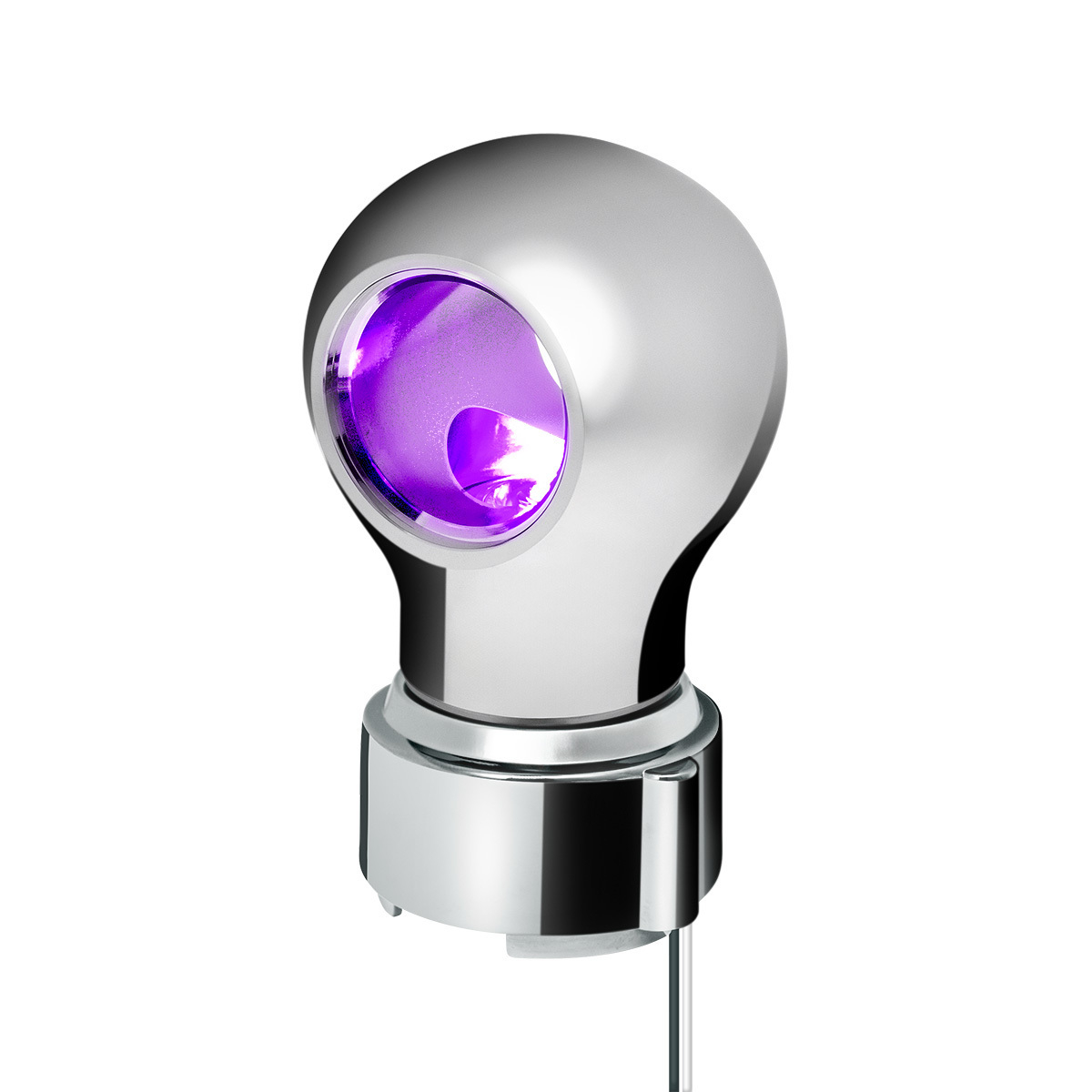 Thread-On Chrome Charlotte Style Gearshift Knob With LED 9/10 Speed Adapter-Purple LED - Thumbnail 9