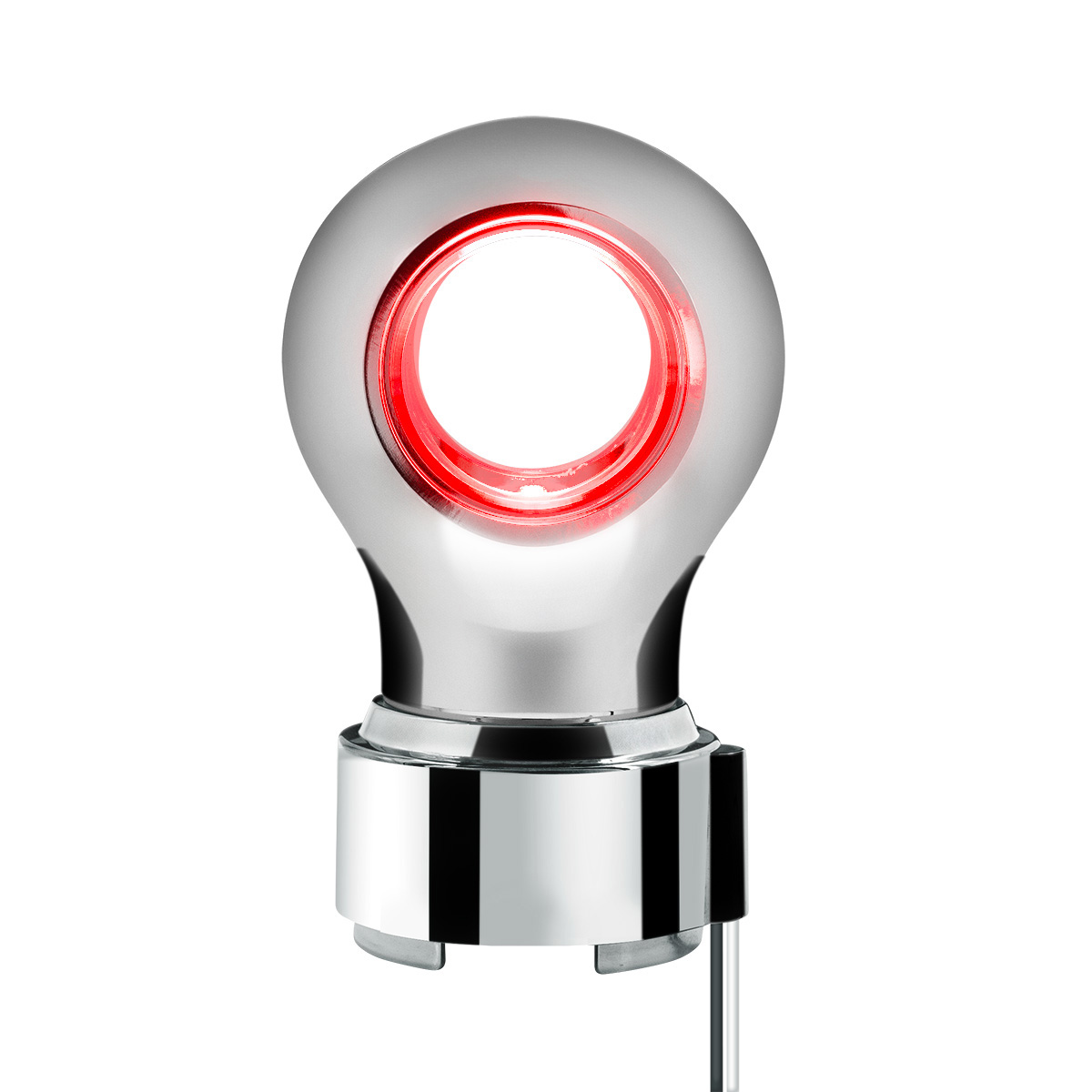 Thread-On Chrome Charlotte Style Gearshift Knob With LED 9/10 Speed Adapter-Red LED - Thumbnail 3