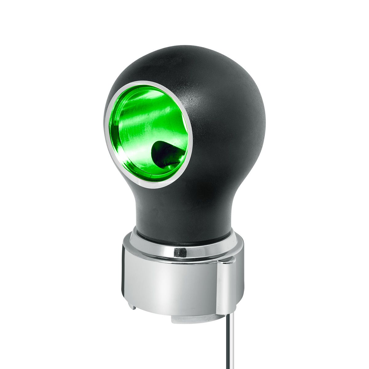 Thread-On Matte Black Charlotte Style Gearshift Knob With LED 9/10 Speed Adapter-Green LED