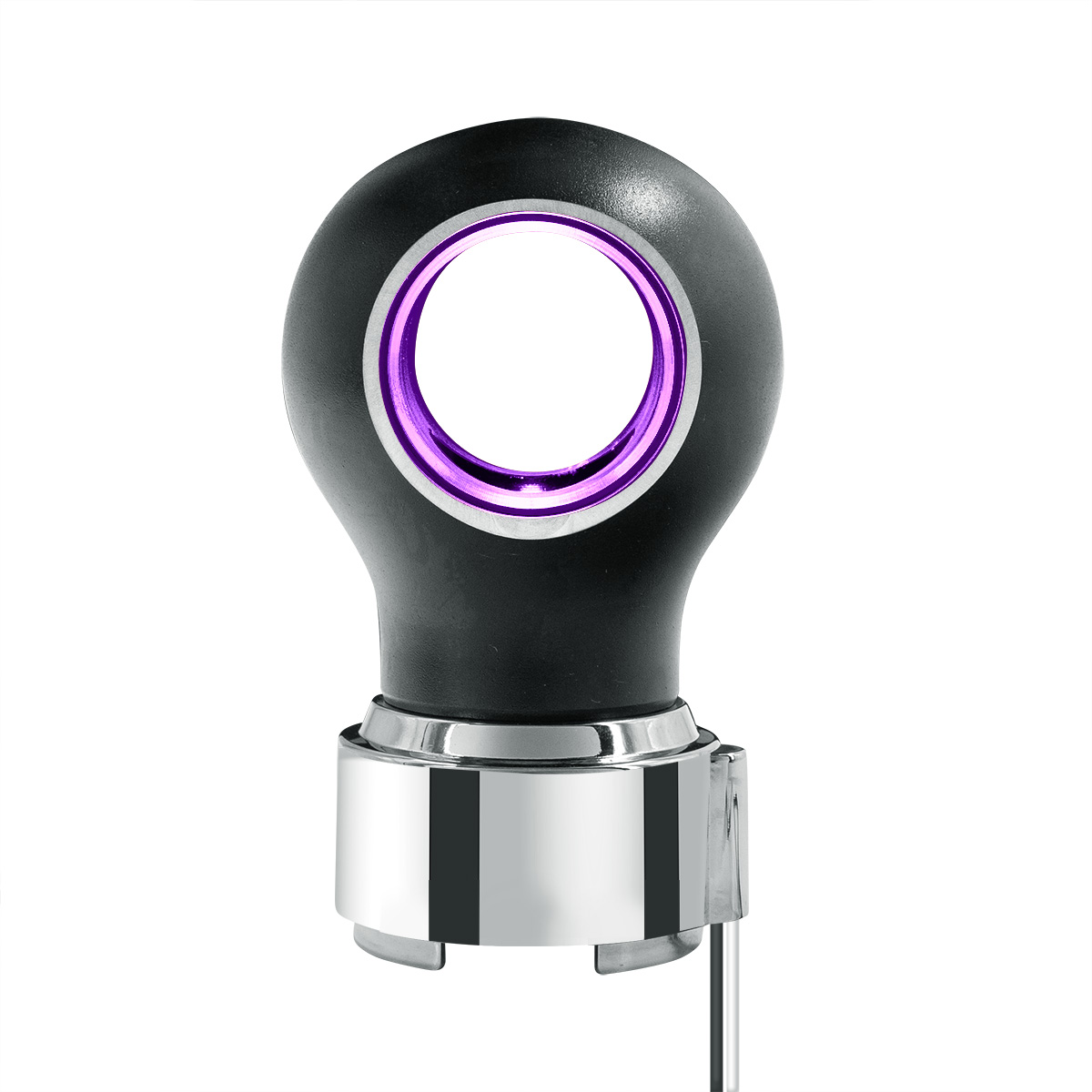 Thread-On Matte Black Charlotte Style Gearshift Knob With LED 9/10 Speed Adapter-Purple LED - Thumbnail 3