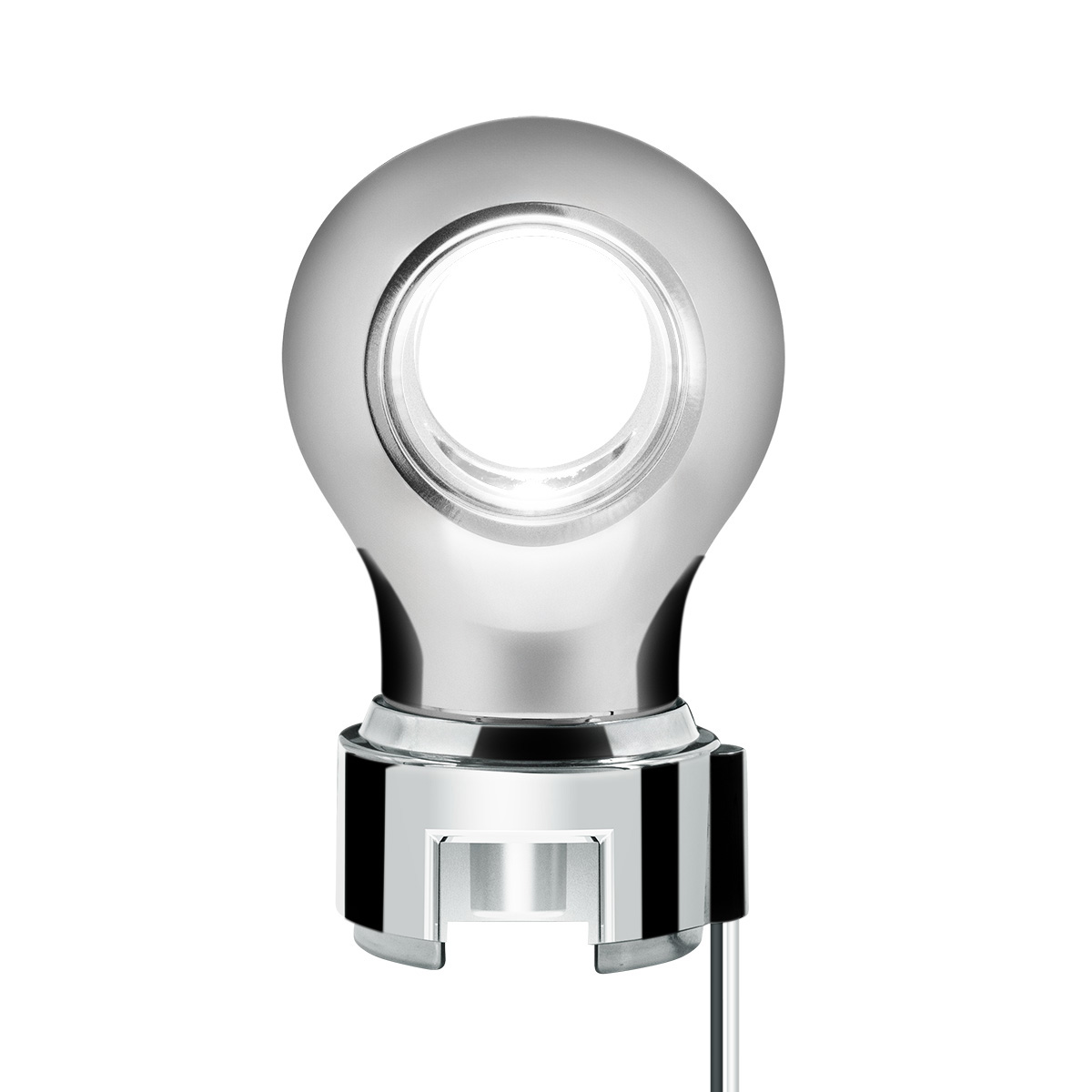 Thread-On Chrome Charlotte Style Gearshift Knob With LED 13/15/18 Speed Adapter-White LED - Thumbnail 3