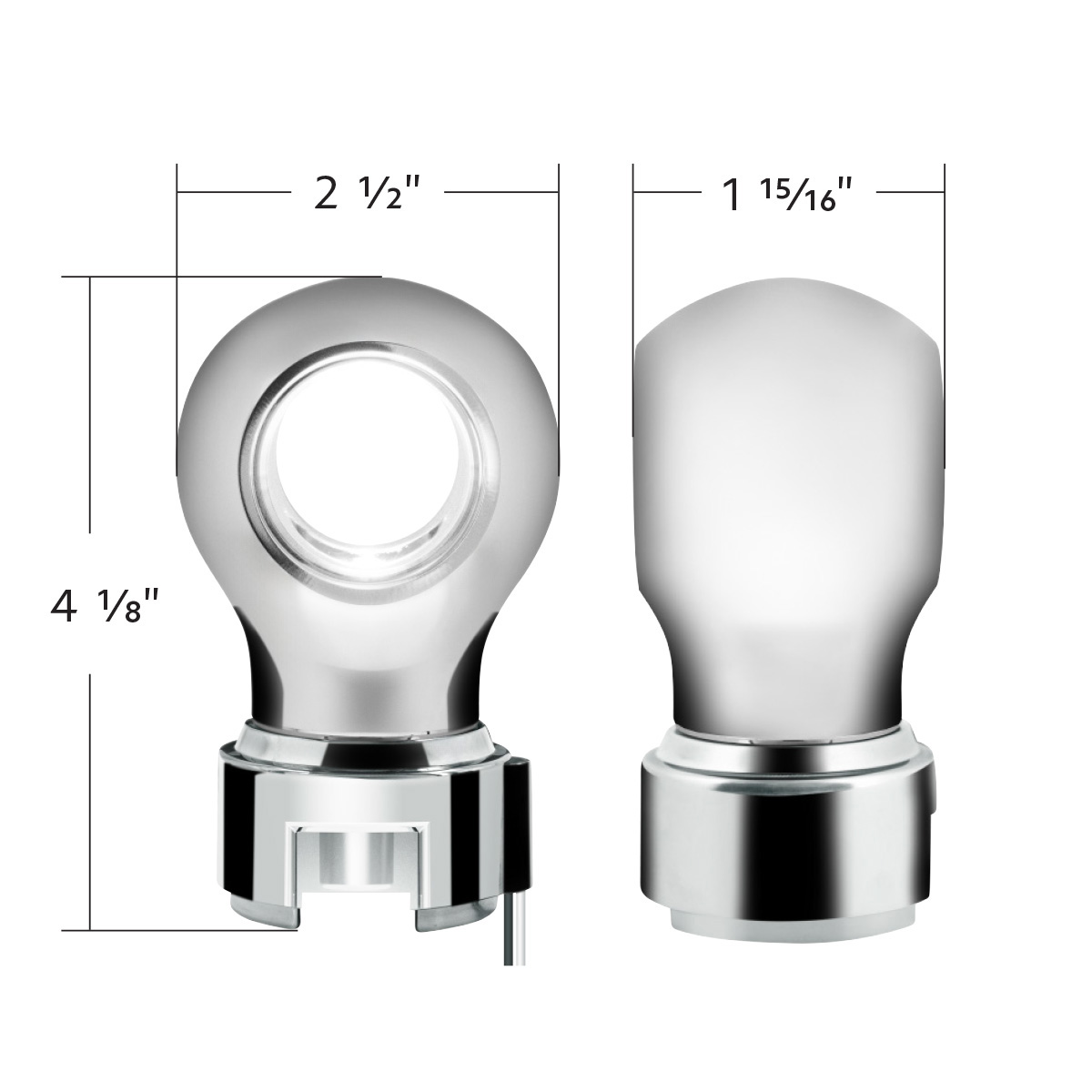 Thread-On Chrome Charlotte Style Gearshift Knob With LED 13/15/18 Speed Adapter-White LED - Thumbnail 8