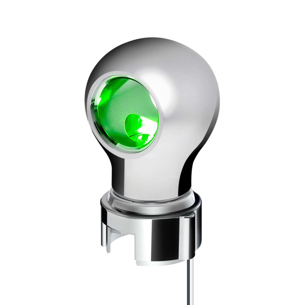 Thread-On Chrome Charlotte Style Gearshift Knob With LED 13/15/18 Speed Adapter-Green LED - Thumbnail 9