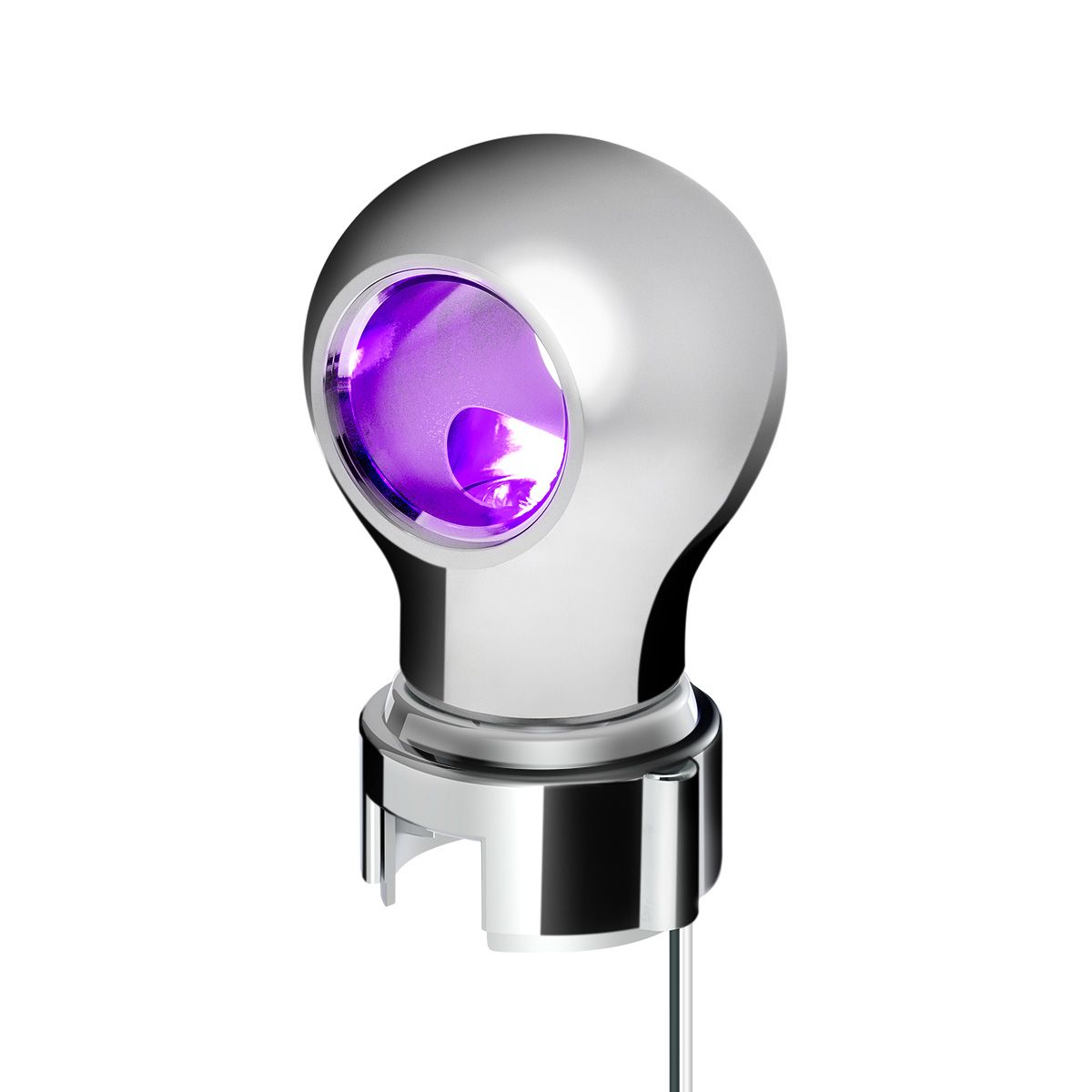 Thread-On Chrome Charlotte Style Gearshift Knob With LED 13/15/18 Speed Adapter-Purple LED