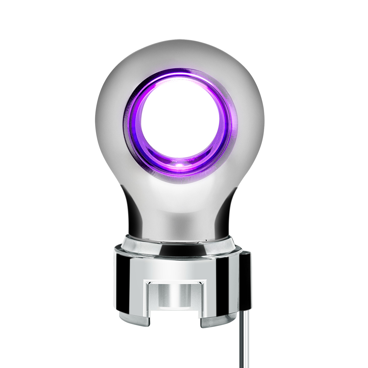 Thread-On Chrome Charlotte Style Gearshift Knob With LED 13/15/18 Speed Adapter-Purple LED - Thumbnail 3