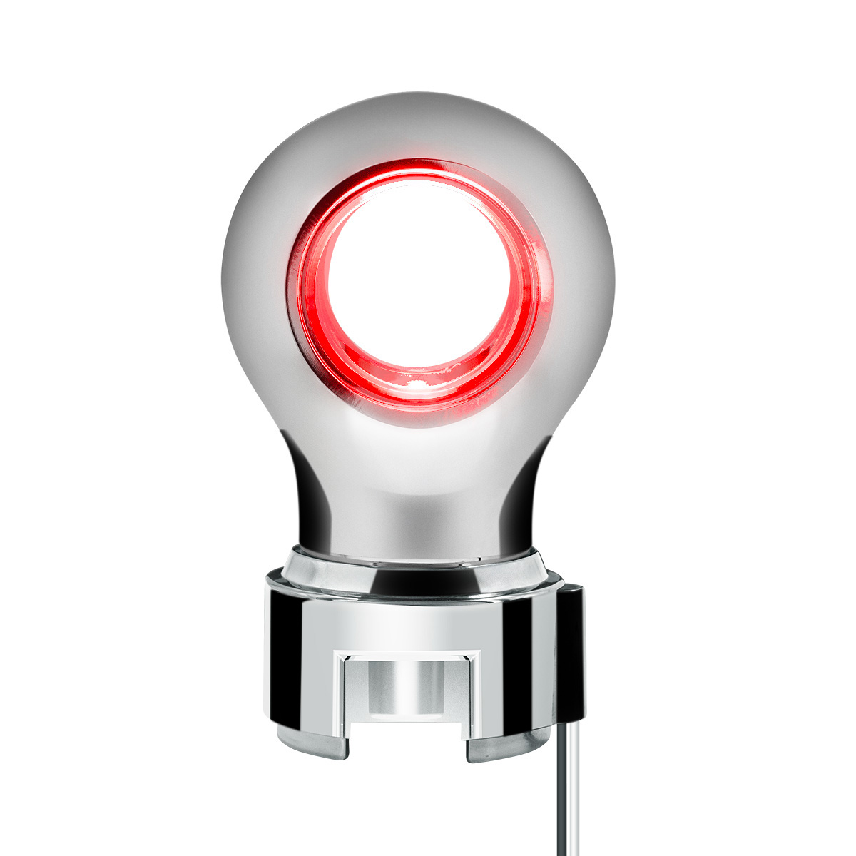 Thread-On Chrome Charlotte Style Gearshift Knob With LED 13/15/18 Speed Adapter-Red LED - Thumbnail 3