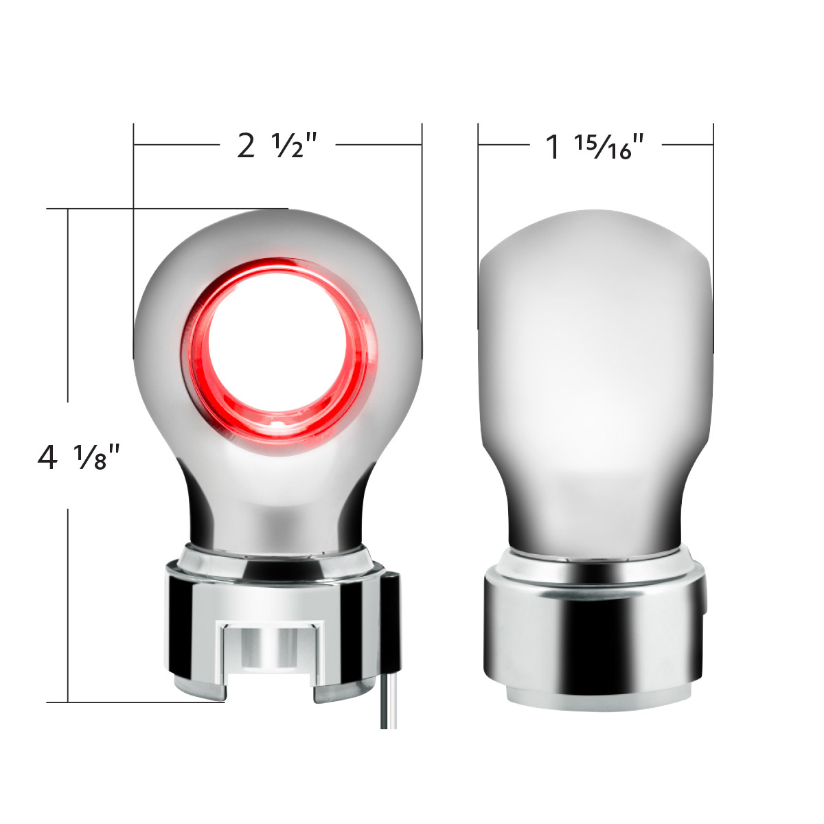 Thread-On Chrome Charlotte Style Gearshift Knob With LED 13/15/18 Speed Adapter-Red LED - Thumbnail 8