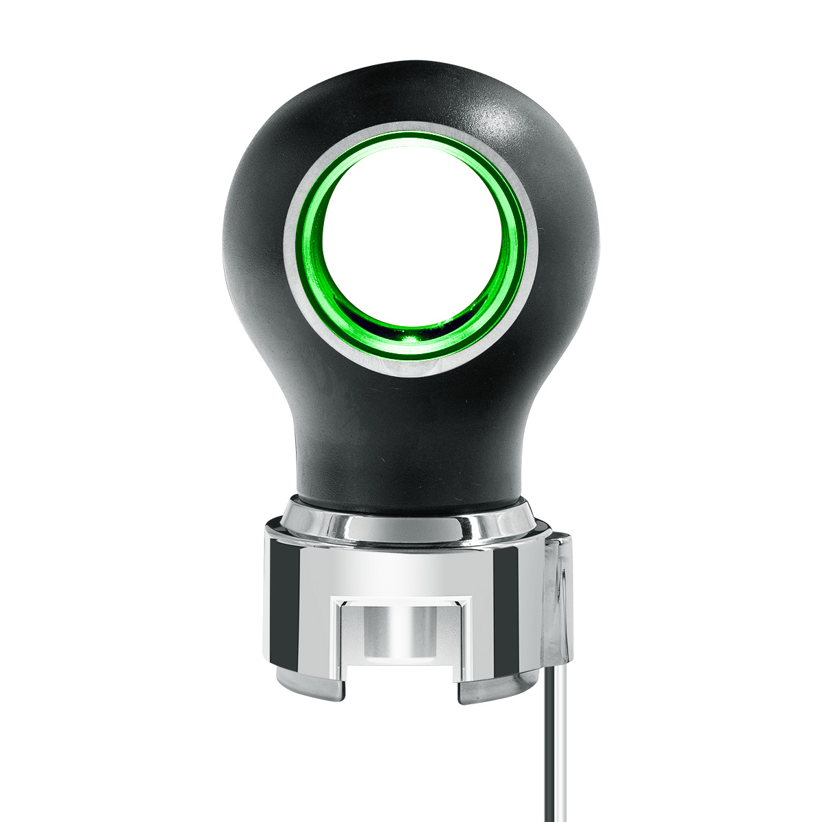 Thread-On Matte Black Charlotte Style Gearshift Knob With LED 13/15/18 Speed Adapter-Green LED - Thumbnail 3