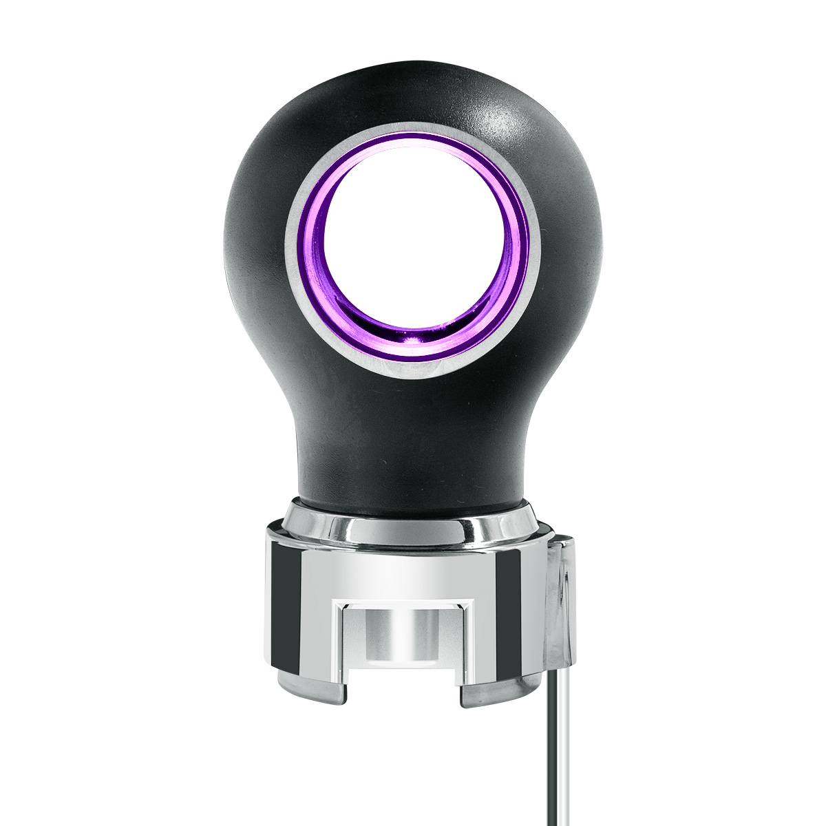 Thread-On Matte Black Charlotte Style Gearshift Knob With LED 13/15/18 Speed Adapter-Purple LED - Thumbnail 3