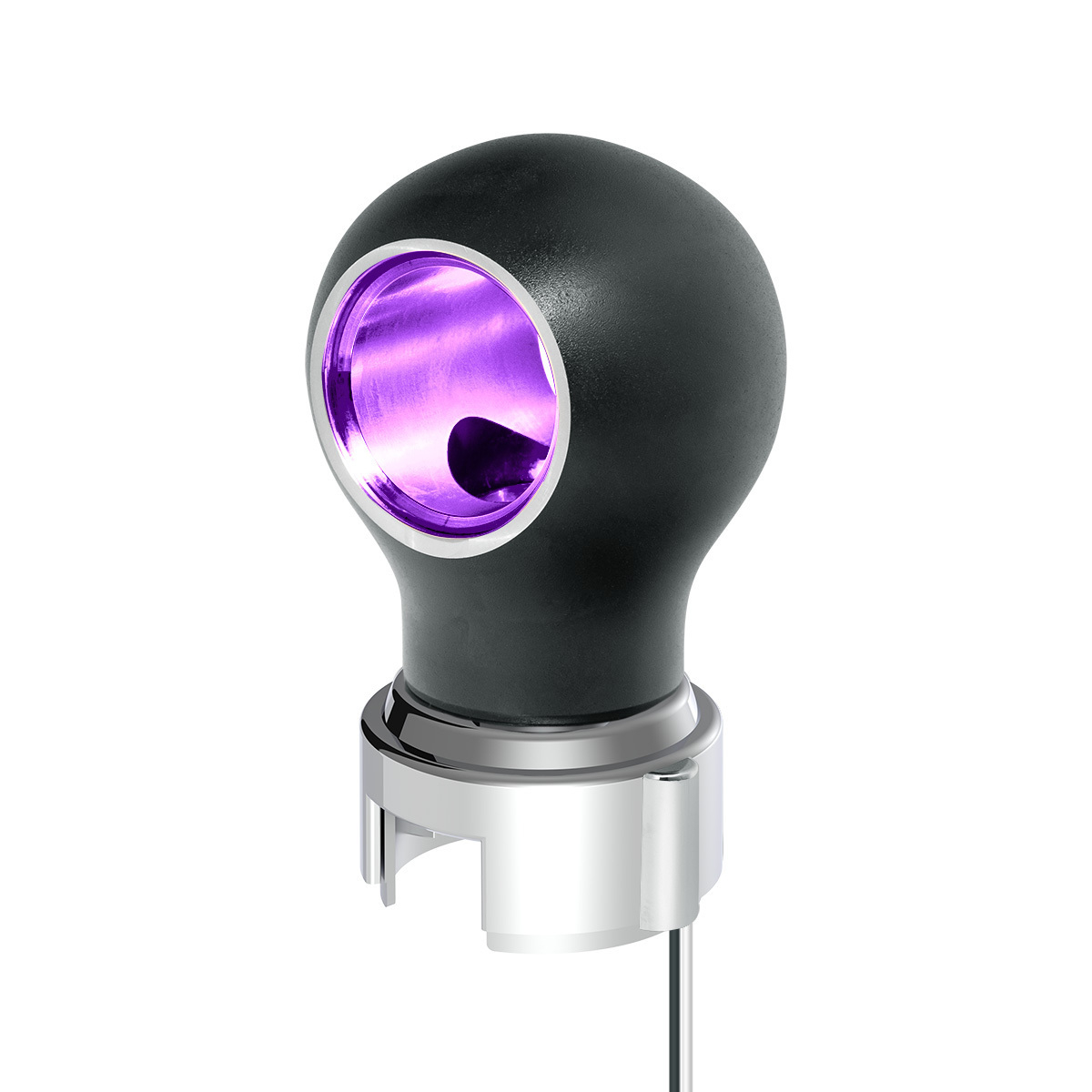 Thread-On Matte Black Charlotte Style Gearshift Knob With LED 13/15/18 Speed Adapter-Purple LED - Thumbnail 9