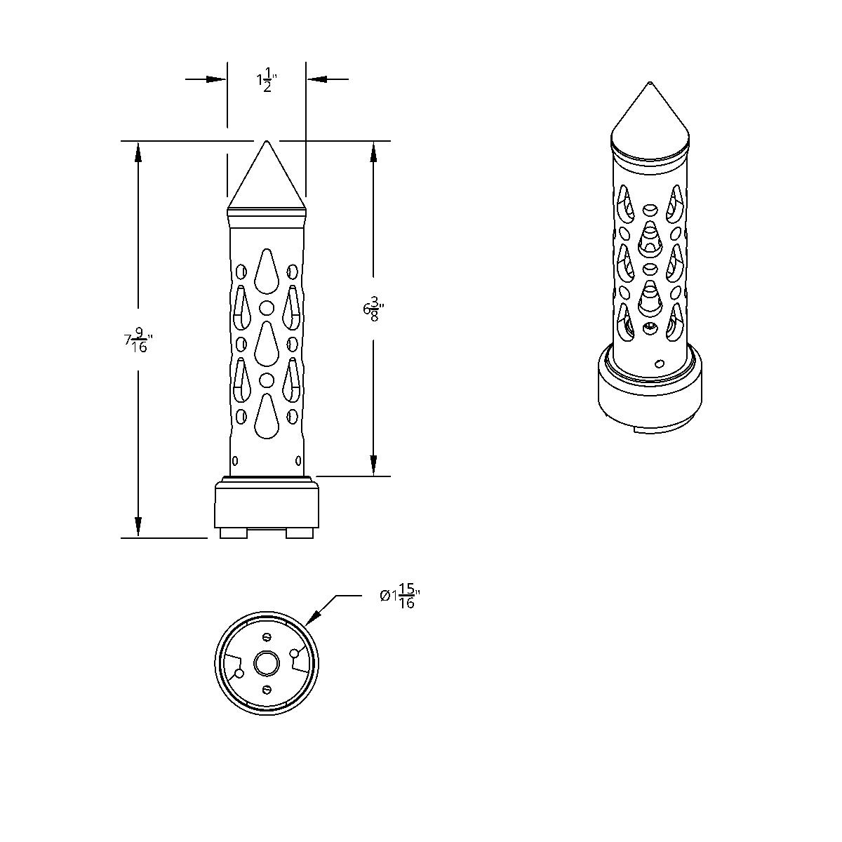 Thread-On Brooklyn Style Spike Gearshift Knob With 9/10 Speed Adapter - Matte Black/Vertical - Thumbnail 7