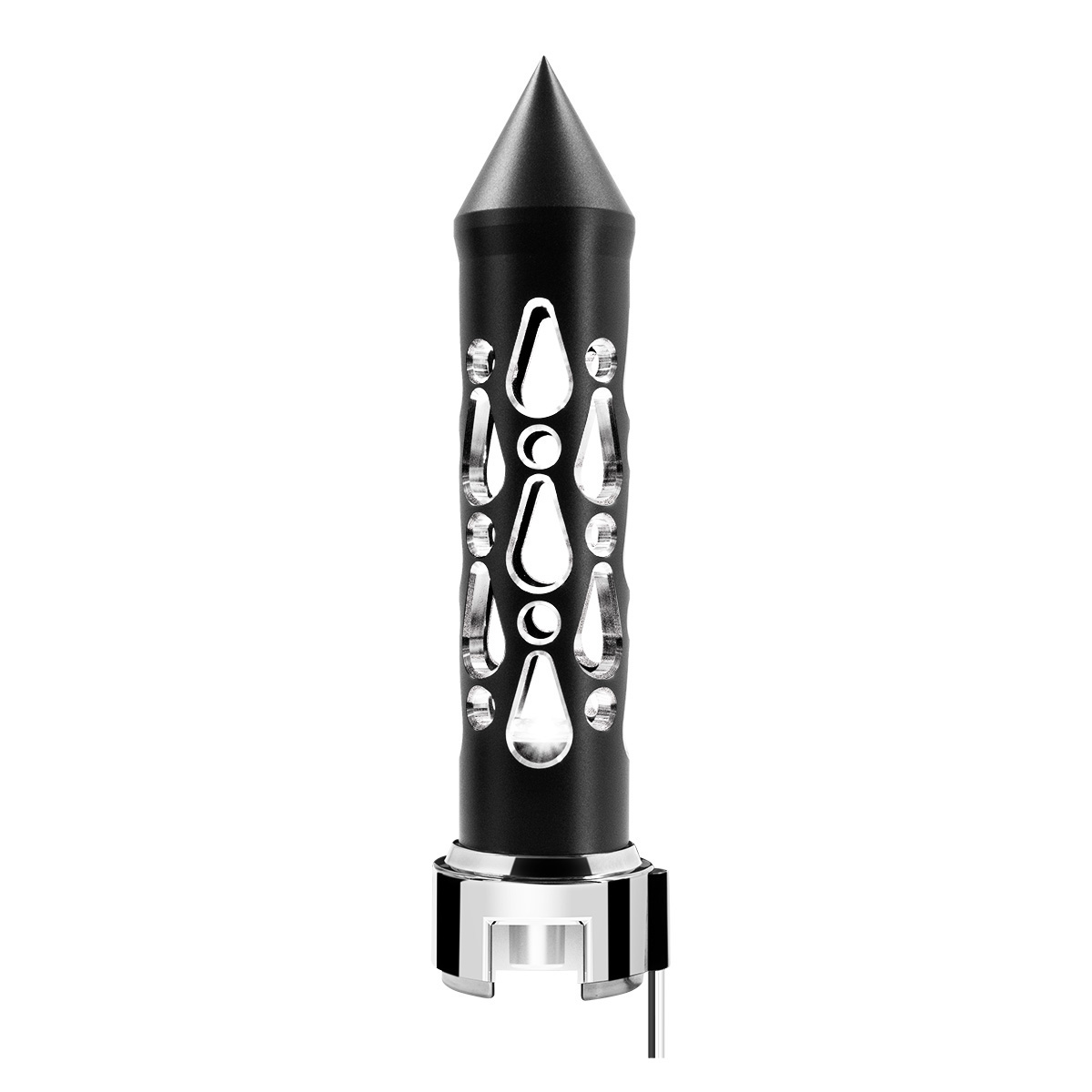 Thread-On Brooklyn Style Spike Gearshift Knob With LED 13/15/18 Speed Adapter-Matte Black/White LED - Thumbnail 3