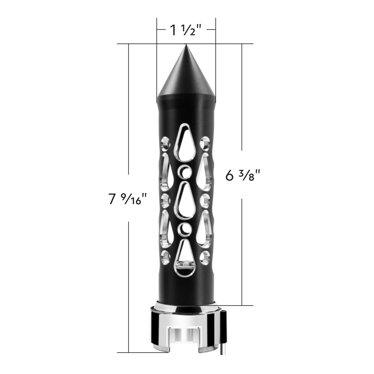 Thread-On Brooklyn Style Spike Gearshift Knob With LED 13/15/18 Speed Adapter-Matte Black/White LED - Thumbnail 9