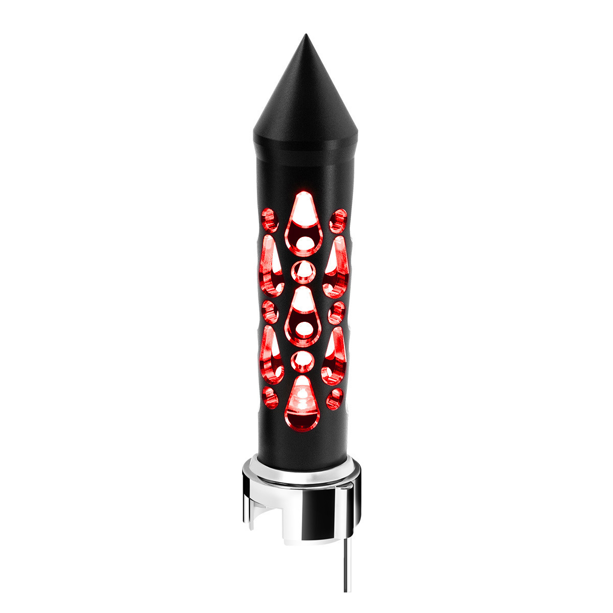 Thread-On Brooklyn Style Spike Gearshift Knob With LED 13/15/18 Speed Adapter-Matte Black/Red LED - Thumbnail 12