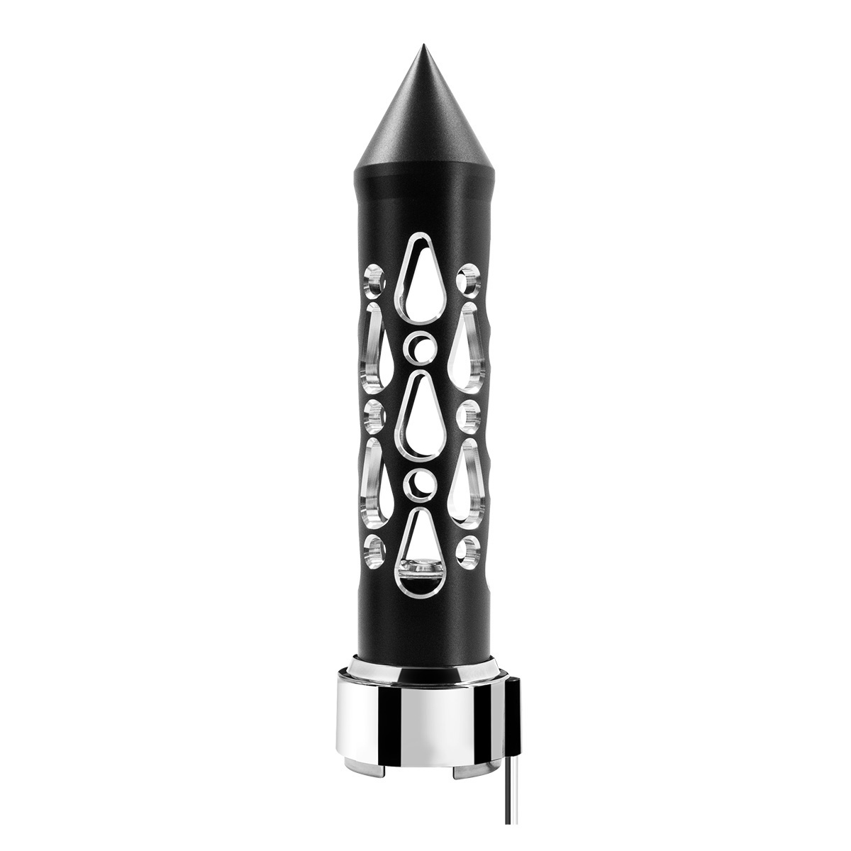 Thread-On Brooklyn Style Spike Gearshift Knob With LED 9/10 Speed Adapter-Matte Black/White LED - Thumbnail 4