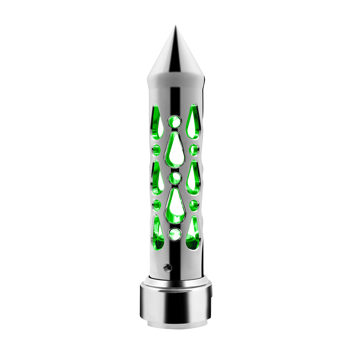 Brooklyn Style Spike Gearshift Knob With LED 13/15/18 Speed Adapter - Chrome/Green LED - Thumbnail 5