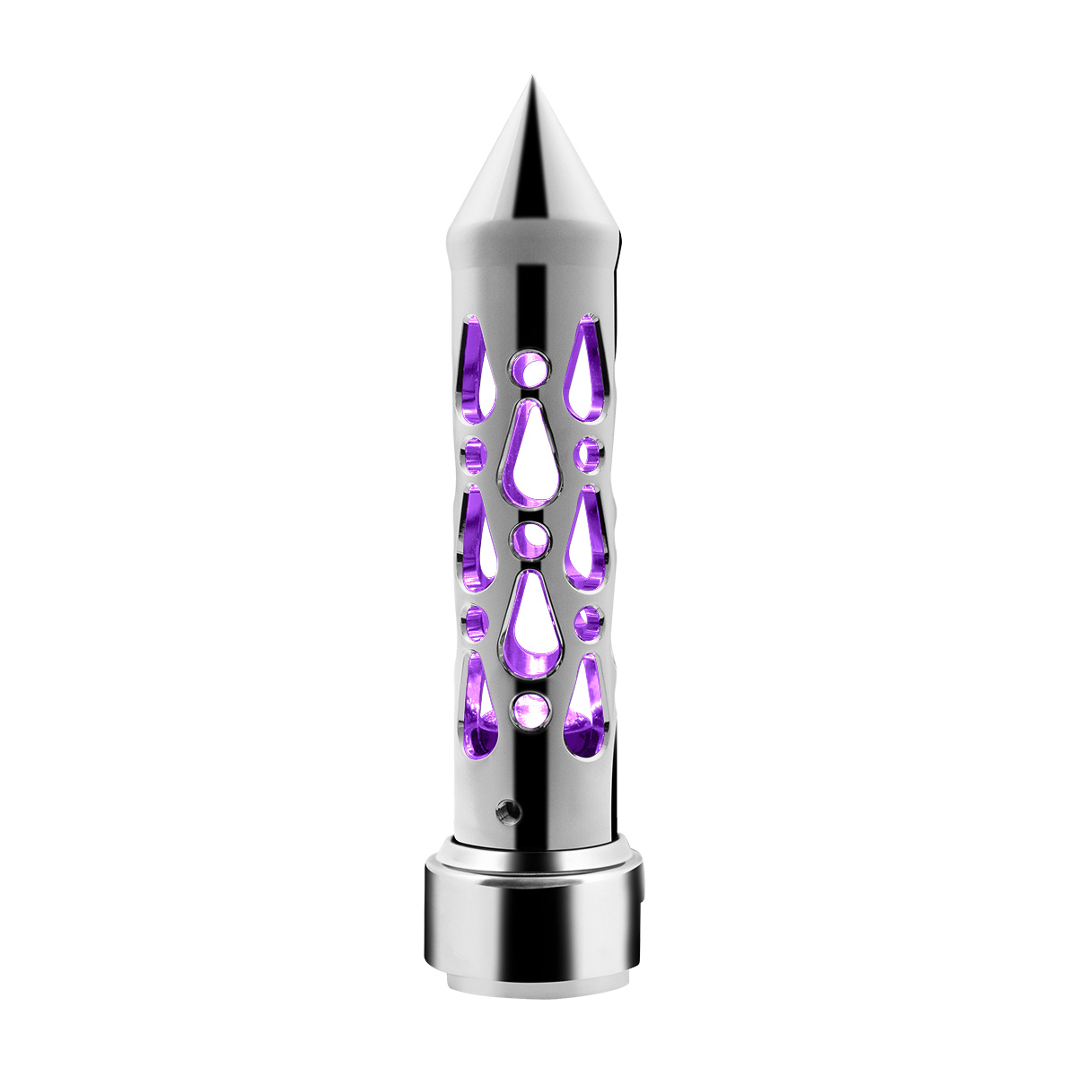 Brooklyn Style Spike Gearshift Knob With LED 13/15/18 Speed Adapter - Chrome/Purple LED - Thumbnail 5