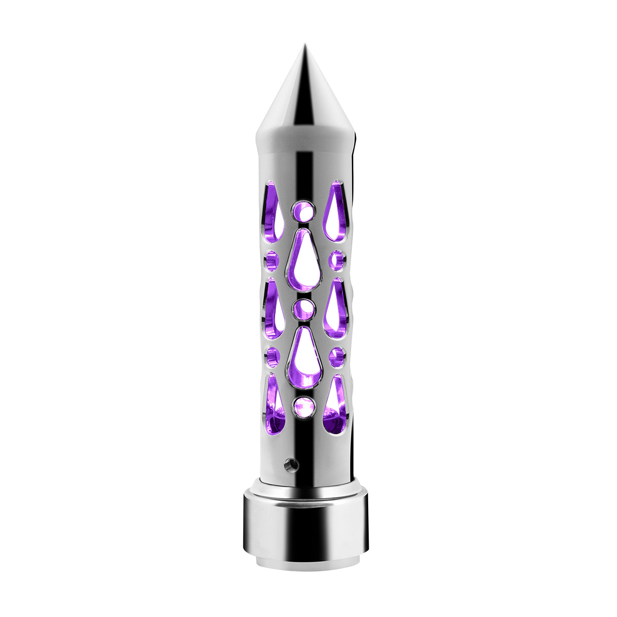 Brooklyn Style Spike Gearshift Knob With LED 9/10 Speed Adapter - Chrome/Purple LED - Thumbnail 5