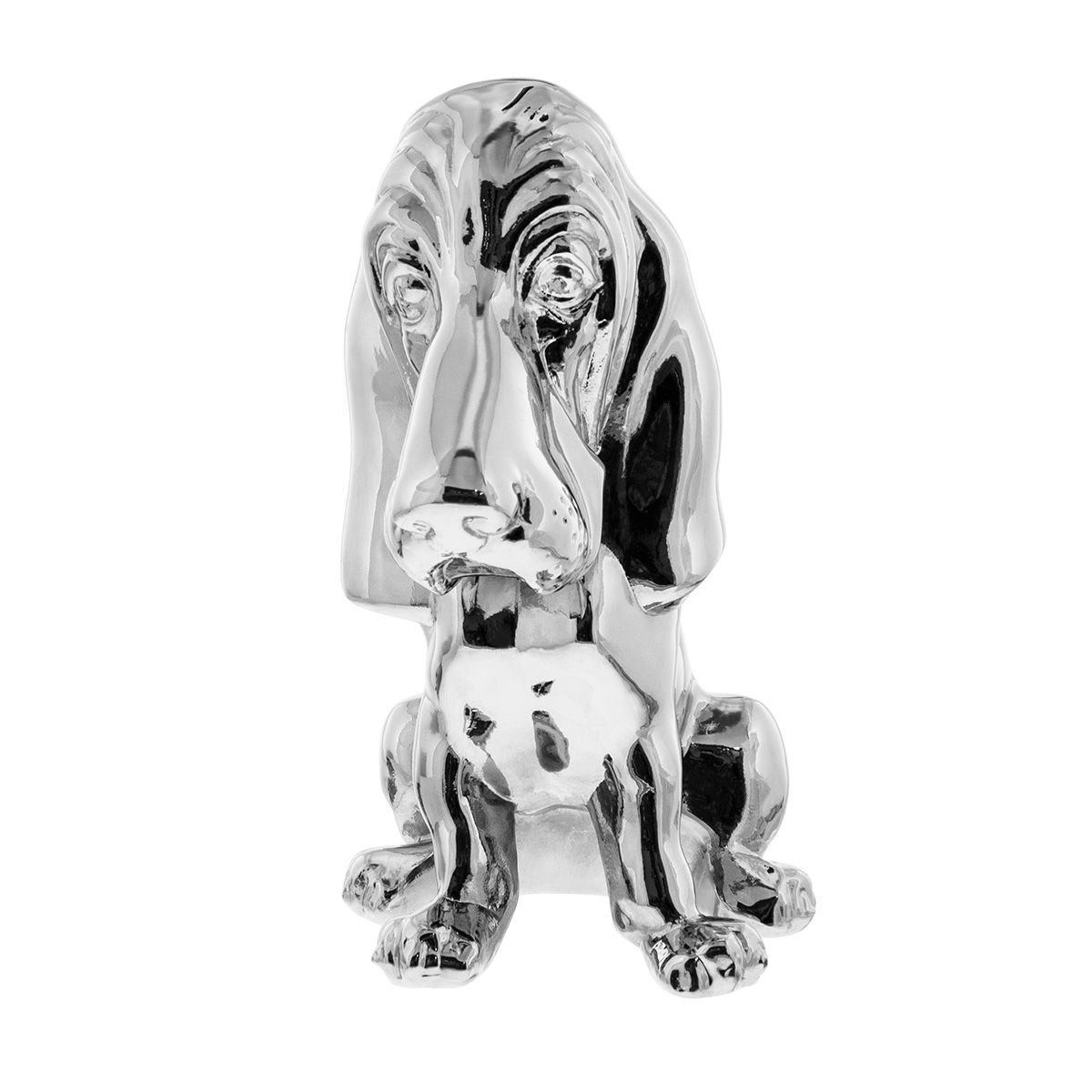 Die-Cast Bassett Hound Hood Ornament - Chrome