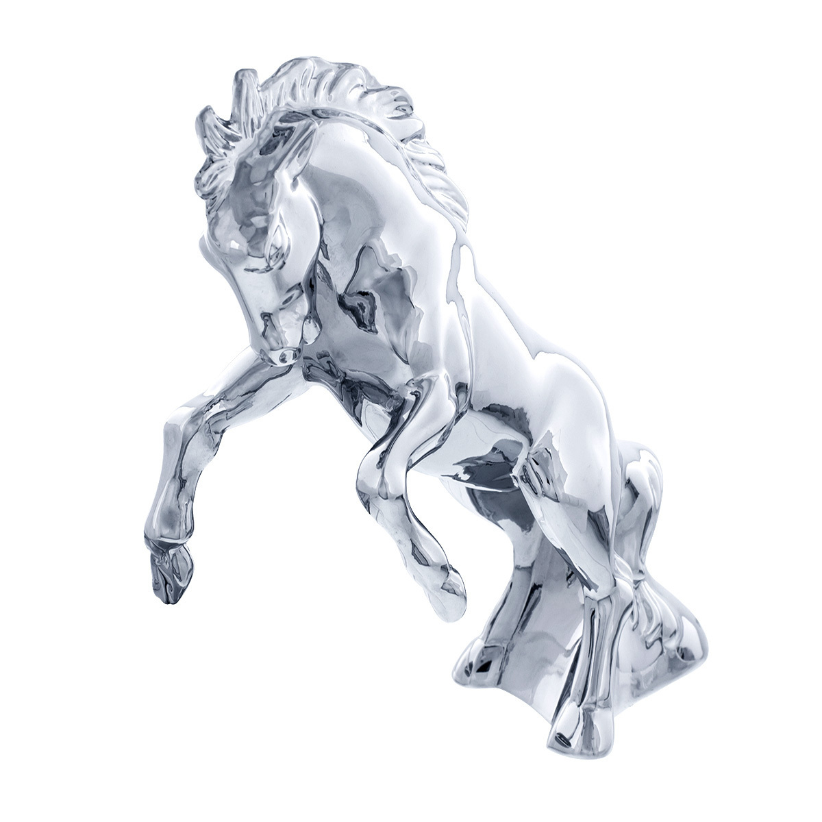 Die-Cast Fighting Stallion Hood Ornament - Chrome - Thumbnail 6