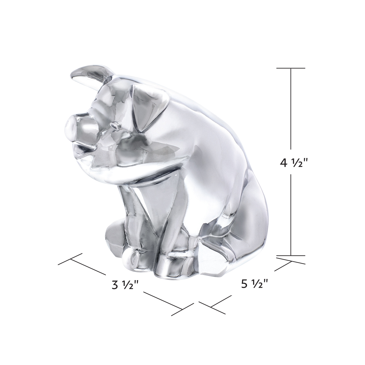 Die-Cast Sitting Pig Hood Ornament - Chrome - Thumbnail 7