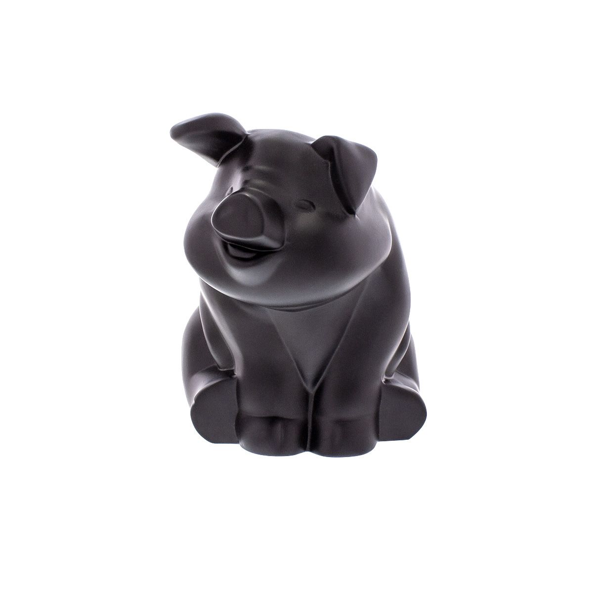 Die-Cast Sitting Pig Hood Ornament - Matte Black