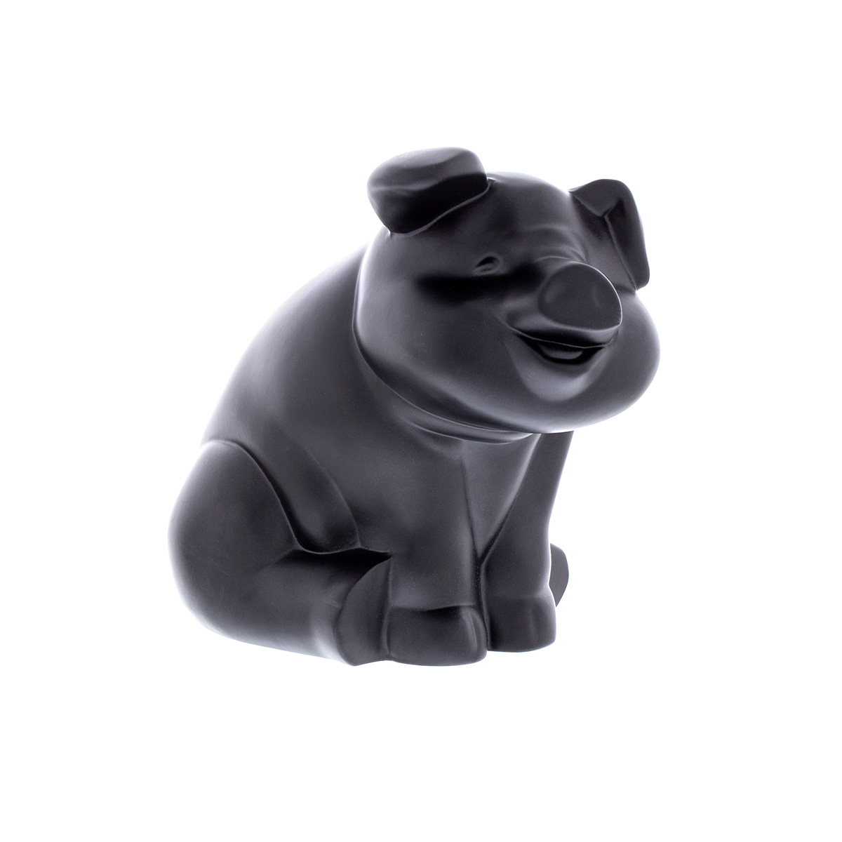 Die-Cast Sitting Pig Hood Ornament - Matte Black - Thumbnail 2
