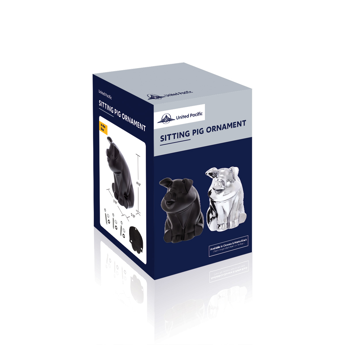 Die-Cast Sitting Pig Hood Ornament - Matte Black - Thumbnail 6