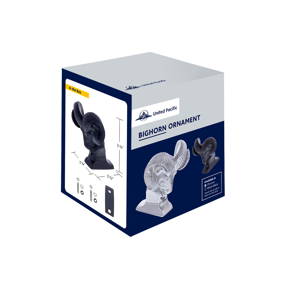 Die-Cast Bighorn Hood Ornament - Matte Black - Thumbnail 5