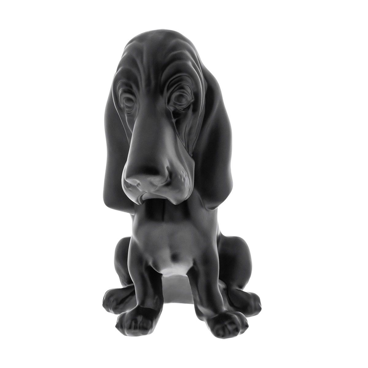Die-Cast Bassett Hound Hood Ornament - Matte Black