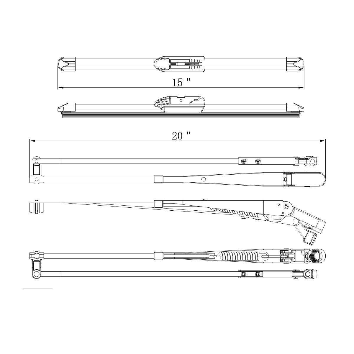 Wiper Arm Assembly With Wiper Blade For 2007-2020 Kenworth W900-Driver - Thumbnail 11