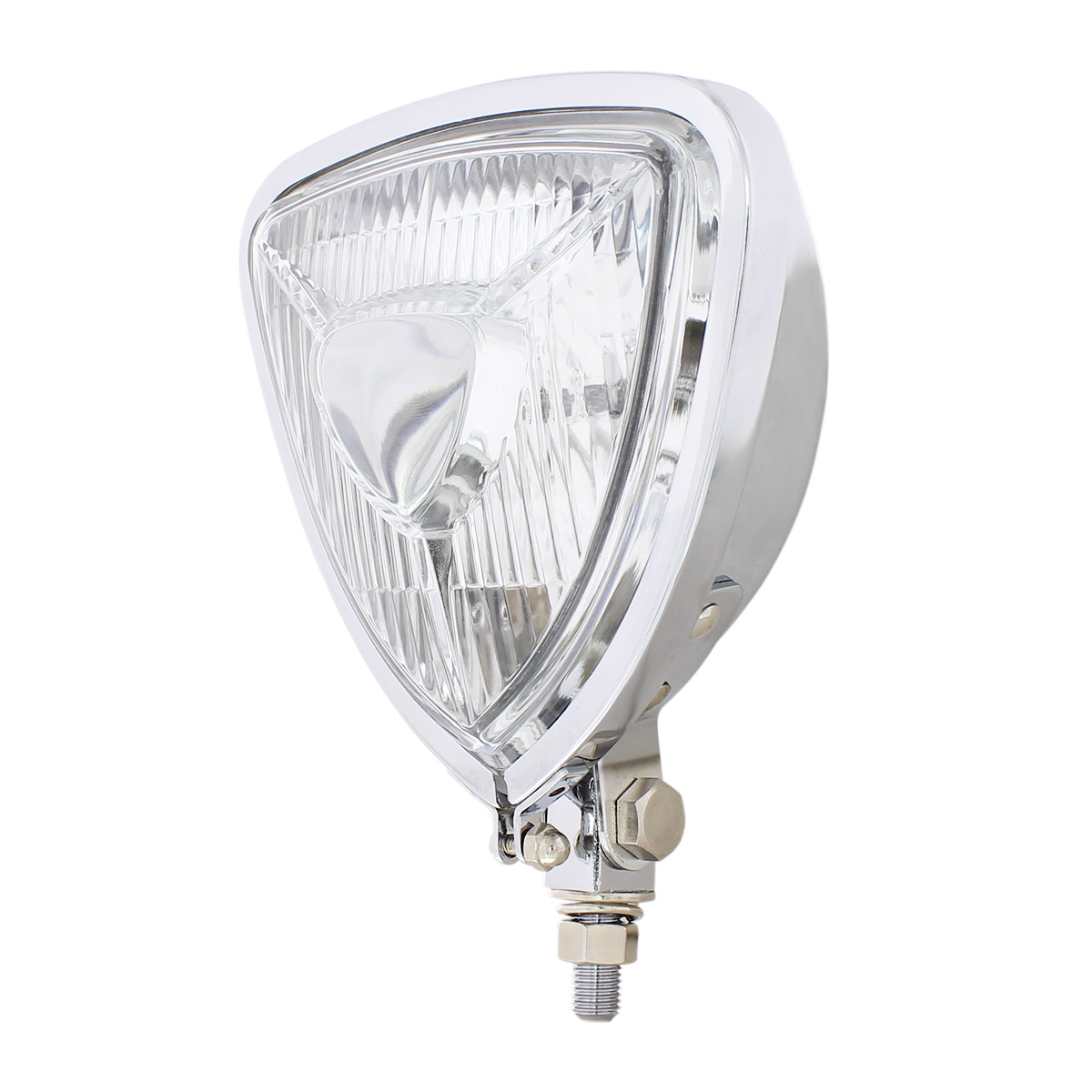 Triangle Headlight With Chrome Housing & Flat Back - Thumbnail 3
