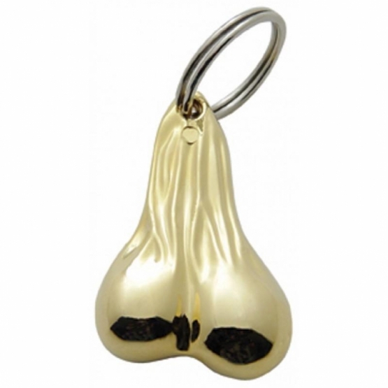 2.5" Small Die-Cast Low-Hanging Balls Novelty Keychain - Gold (Bulk)