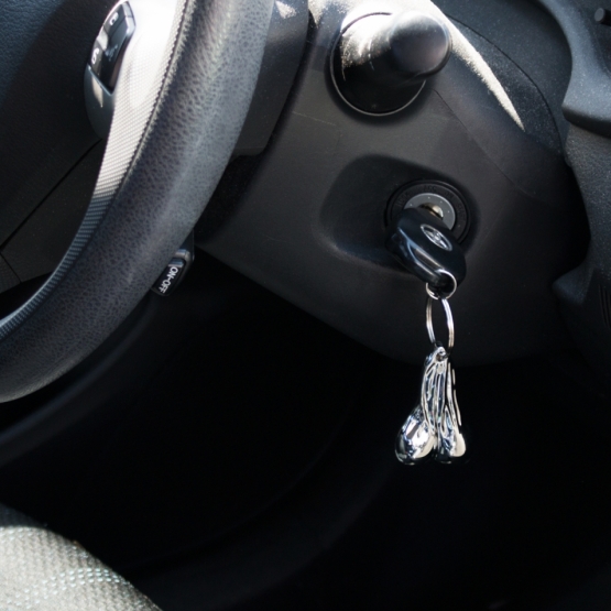 2.5" Small Die-Cast Low-Hanging Balls Novelty Keychain - Chrome - Thumbnail 4