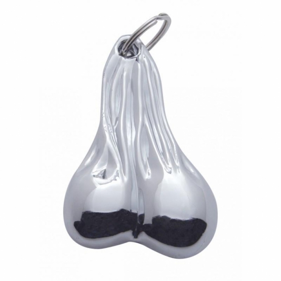 4-1/2" Medium Low-Hanging Balls Novelty Keychain - Chrome