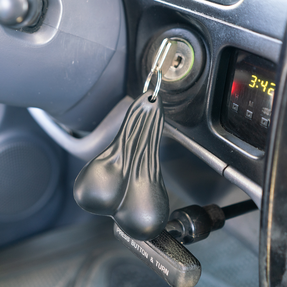 4-1/4" Stress Ballz Novelty Keychain - Black - Thumbnail 3