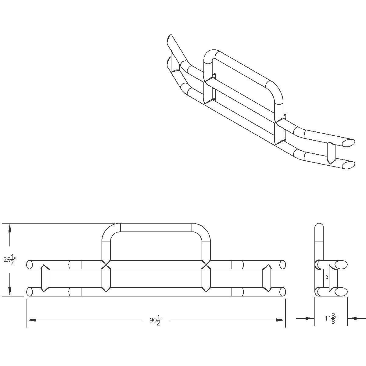 HighwayShield I10-304 Stainless Steel Grille Guard & Bracket Kit For 2012-2021 Peterbilt 579 - Thumbnail 9