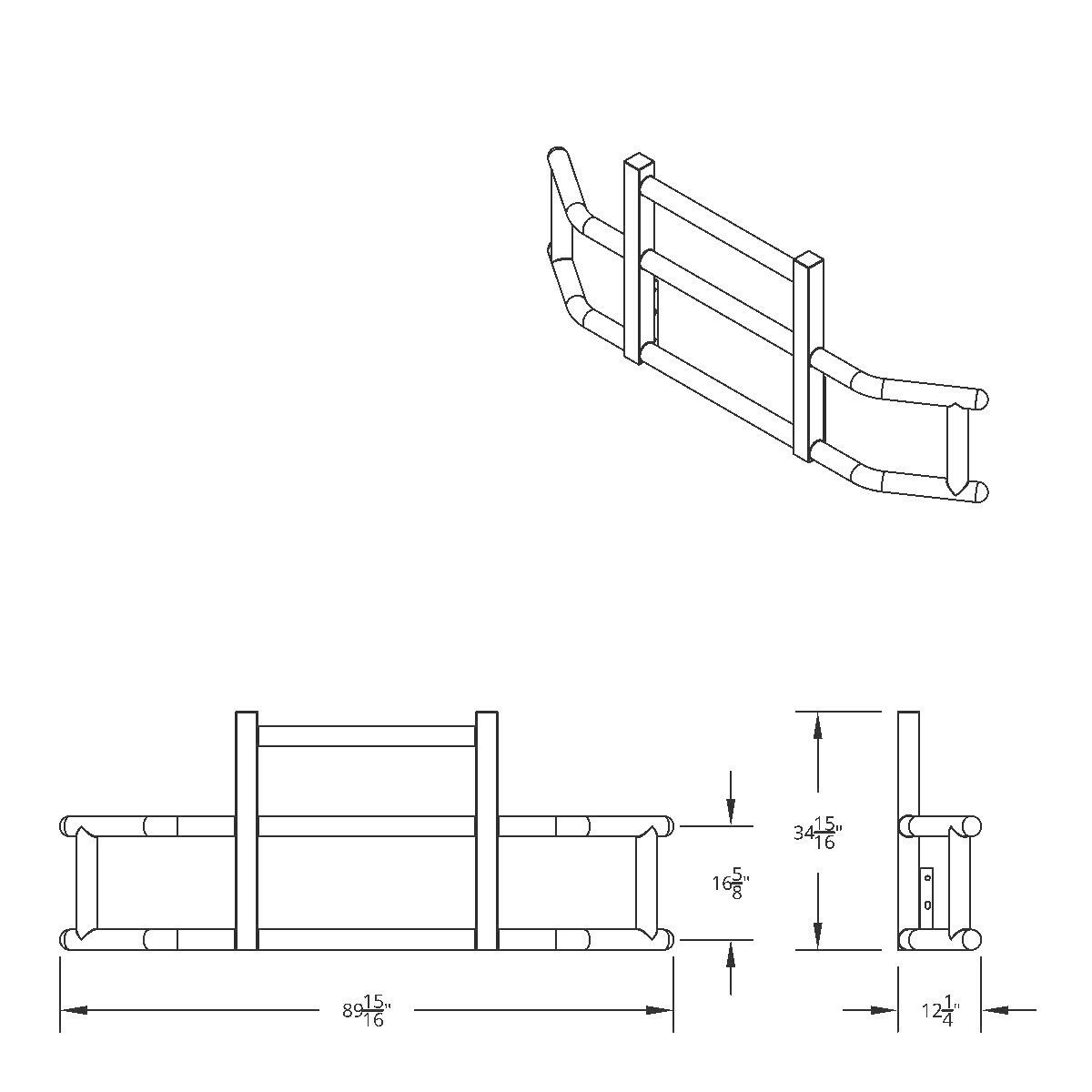 HighwayShield I25 R-304 Stainless Steel Grille Guard & Bracket Kit 2013-2021 Kenworth T680 - Thumbnail 8