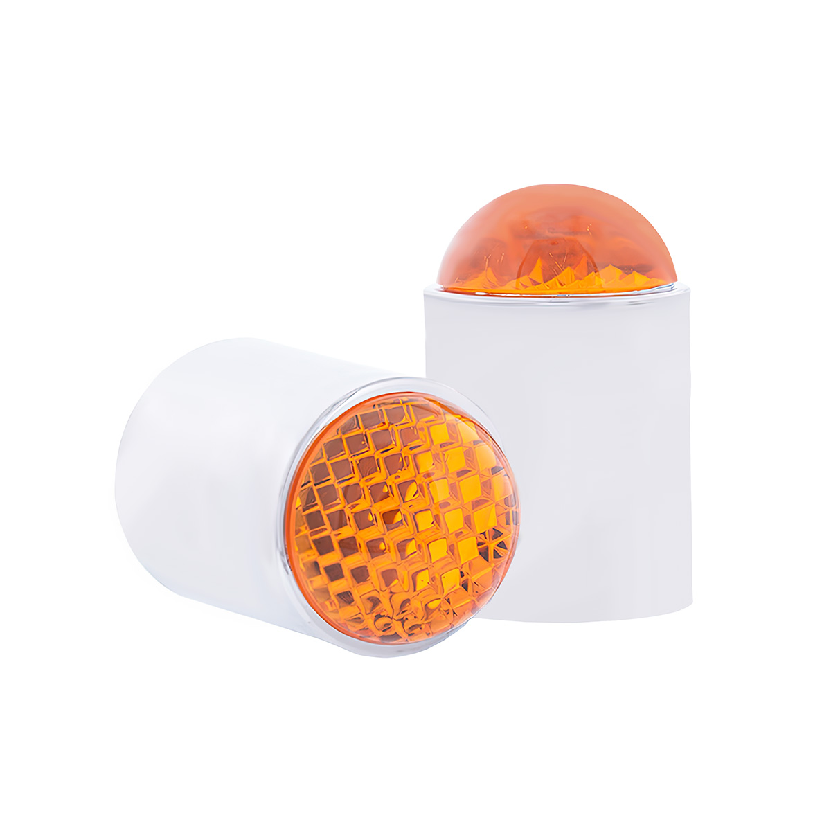 Dome Lens Bumper Guide Top With Chrome Base - Amber (2-Pack) - Thumbnail 2